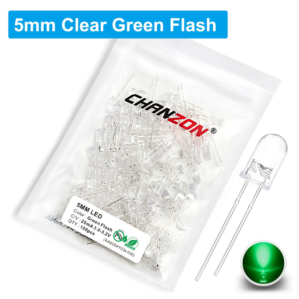 100Pcs 3mm 5mm Led Diode Flashing White Red Green Blue Yellow RGB Fast Slow Flash Diffused Clear Color Changing Light Emitting