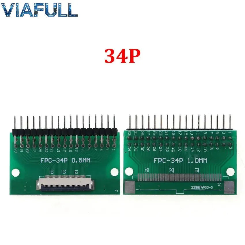 0.5mm FPC/FFC Breakout Board with Right Angle Male Pins, Pre-Soldered 2.54mm DIP Adapter for Flat Ribbon Cable, 4-80P