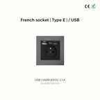 Avoir Wall Toggle Switch Gray Stainless Steel Panel Light Switches 2Way Power Socket Europe Korea French Electrical Outlets Home