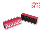 20PCS Red Toggle DIP Switch Module Spacing 2.54MM 24V Inline 1 2 3 4 5 6 7 8 9 10 12 PIN Quick Dial The Code Switch