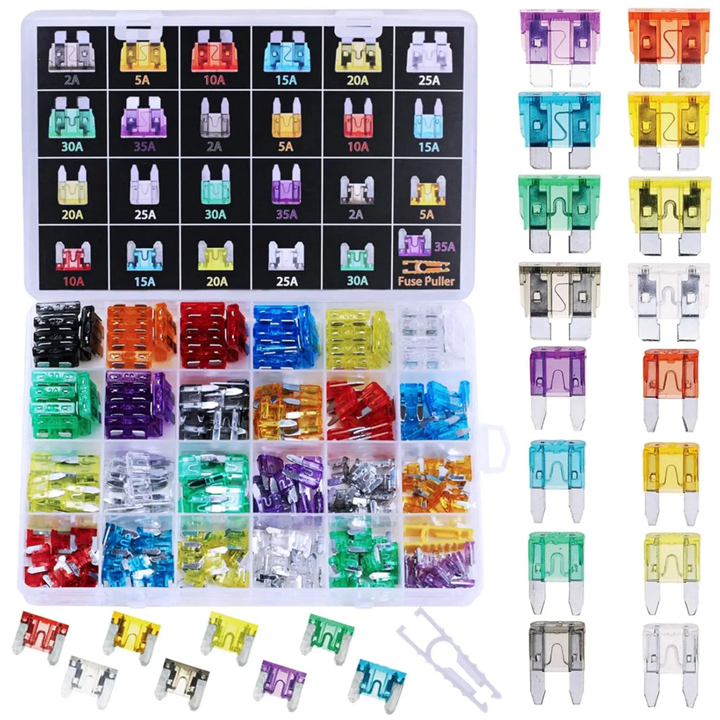 272pcs Standard & Mini & Low Profile Mini Blade Fuse Assortment, 2A 5A 10A 15A 20A 25A 30A 35A Replacement Fuses for Car Boat