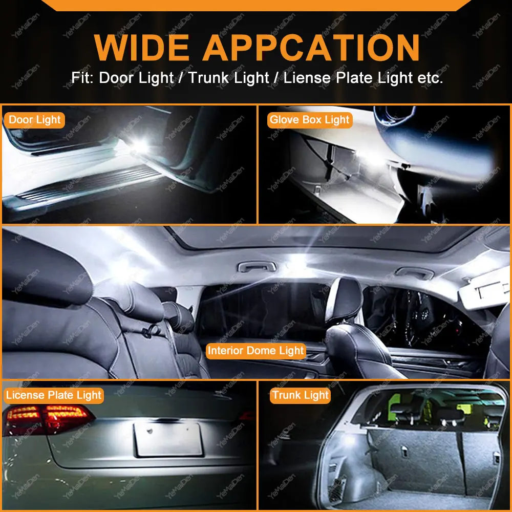 2/4/10/50 PCS T10 W5W LED Bulb CANBUS 12V 4014-15SMD 6500K White Car Interior Dome Door Courtesy  Glove Box License Plate Lights