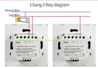 Touch Light Switch With EU Socket 1 Gang 2 Way Wall Light Switch LED Sensor Tempered Glass Interrupter EU Standard 240V