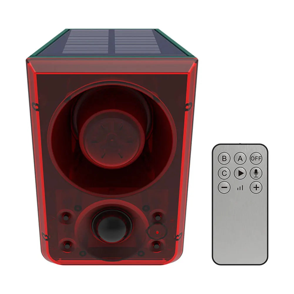 Solar Outdoor Motion Sensor Alarm Home  Alarm with Dog Barking Gunshot Sound Support Recording and Adjustable Volume