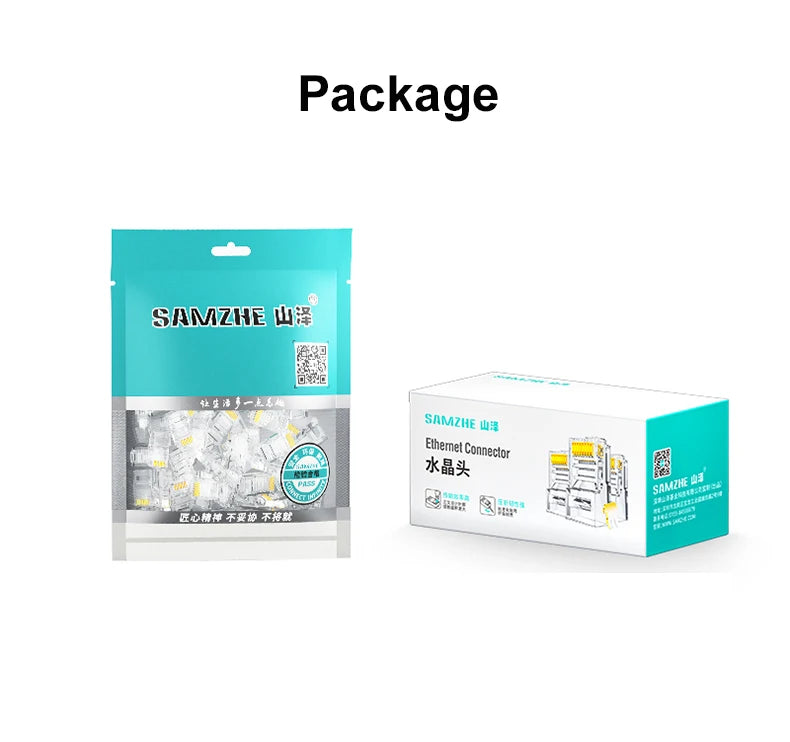 SAMZHE CAT6 UTP 50U RJ45 Modular Plug Connector 8P8C Crimp End Ethernet Cable Ethernet Connector
