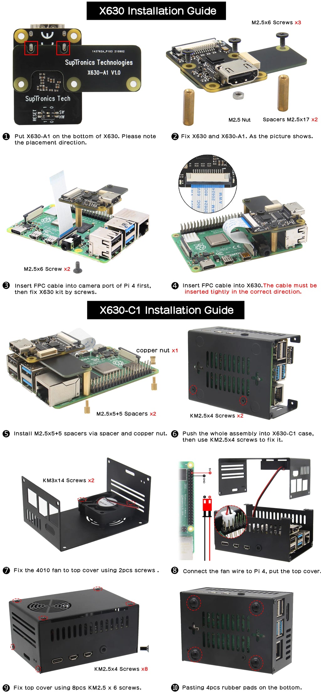 Geekbord Raspberry Pi 4 Case|X630-C1 Metal Case with Fan for Raspberry Pi 4 & X630 Hdmi-to CSI-2 Module & X1300-A2 Audio Adapter