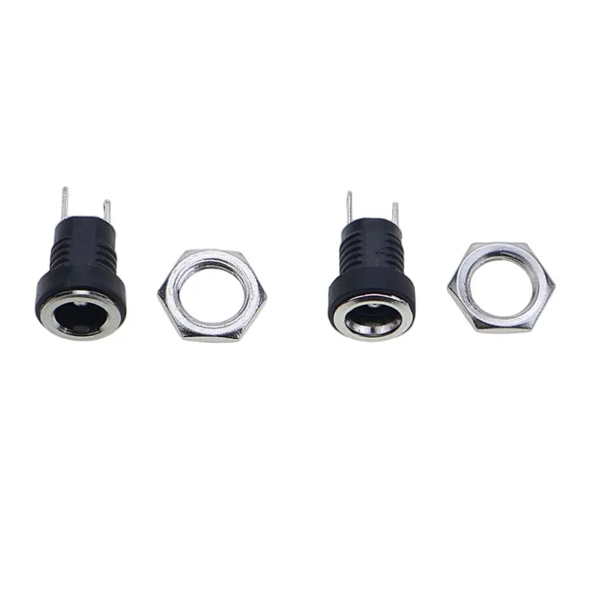 YuXi 10pcs 5.5x2.1mm 5.5x2.5mm DC Power Jack Supply Socket 2Pin Female Panel Mount Connector With 8mm Waterproof Caps
