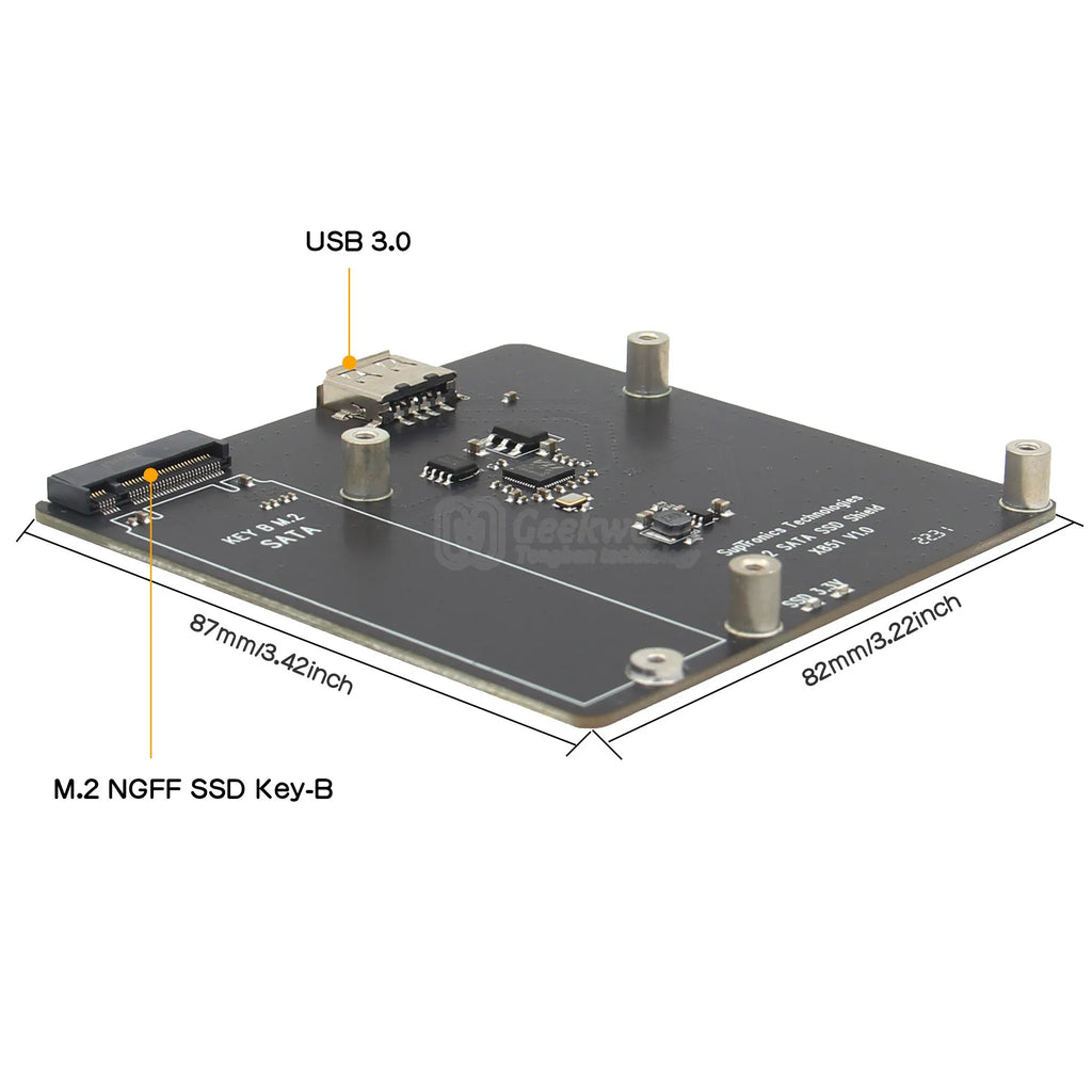 X851 M.2 NGFF 2280 SATA SSD NAS Storage Expansion Board for Raspberry Pi 3 B+/3B