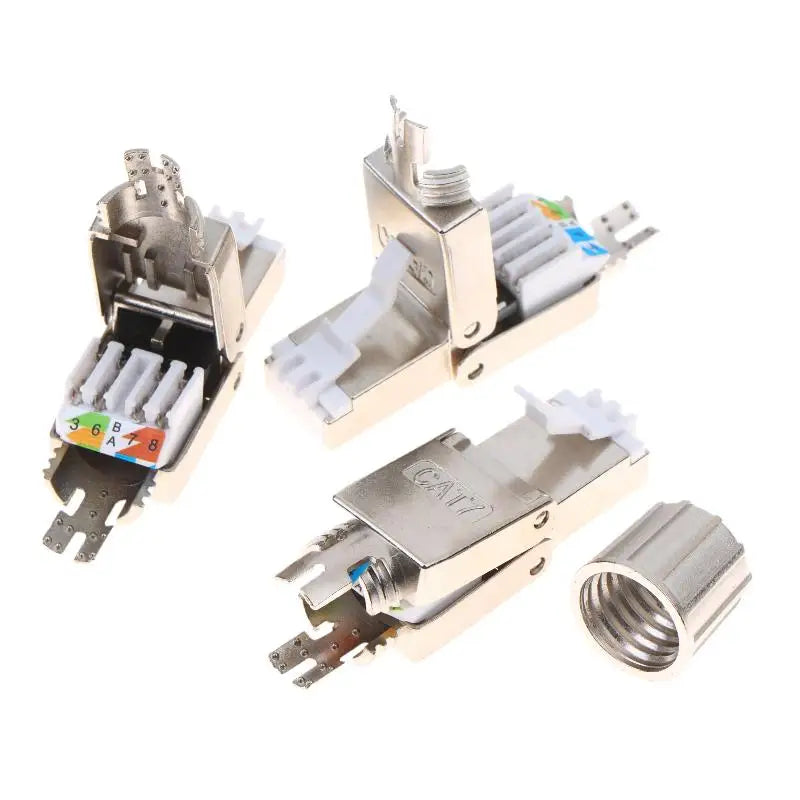 1Pc Zinc Alloy Shielded Ethernet Termination Plugs Cat7 Cat6A Cat8 RJ45 Connector Tool-Free