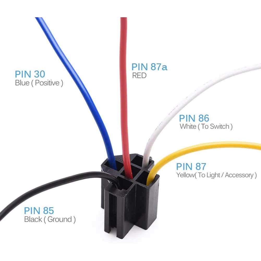 1PCS DC 12 24V 40A 4 5-Pin AMP Waterproof Relay Harness Tinned Copper Wires 5-PIN SPDT For  Boat Auto Fan Car relay With Socket