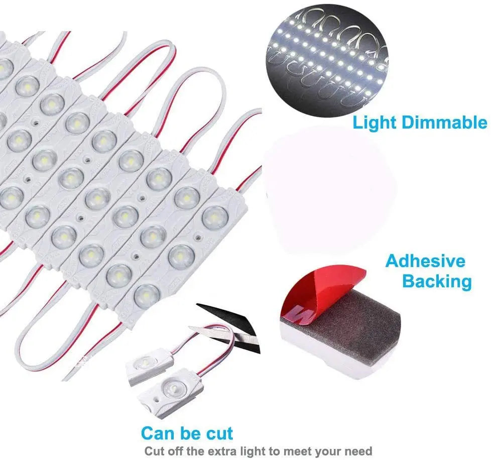 200pcs DC12V 2835 3LED Module Injection Outdoor Waterproof IP67 Strip Light for Shop Signboard Advertisement Sign Letter Decor