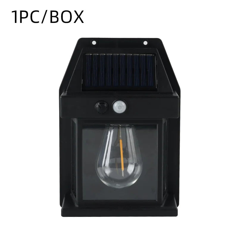 Solar Tungsten Night Lamp Intelligent Motion Sensor Wall Lamp 3 Lighting Modes Waterproof Courtyard Garden Decoration Lantern