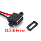 1pcs USB-C High Current Charging Socket With Rubber Ring 2Pin 4Pin Straight Ear Side Ear Type C Waterproof Female Connector Jack