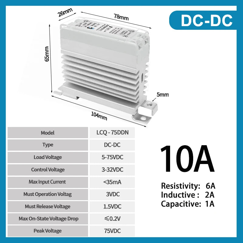 LCTC Solid State Relay DIN Installation DC-AC AC-AC DC-DC Single-Phase Relay With Radiator 10a15a25a40a SSR