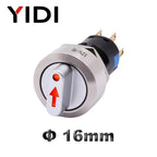 16mm Metal Rotary Selector Switch 2 3 Position On Off 12V Led Red Green Stainless Steel Push Button Switch 1NO1NC Latching SPDT