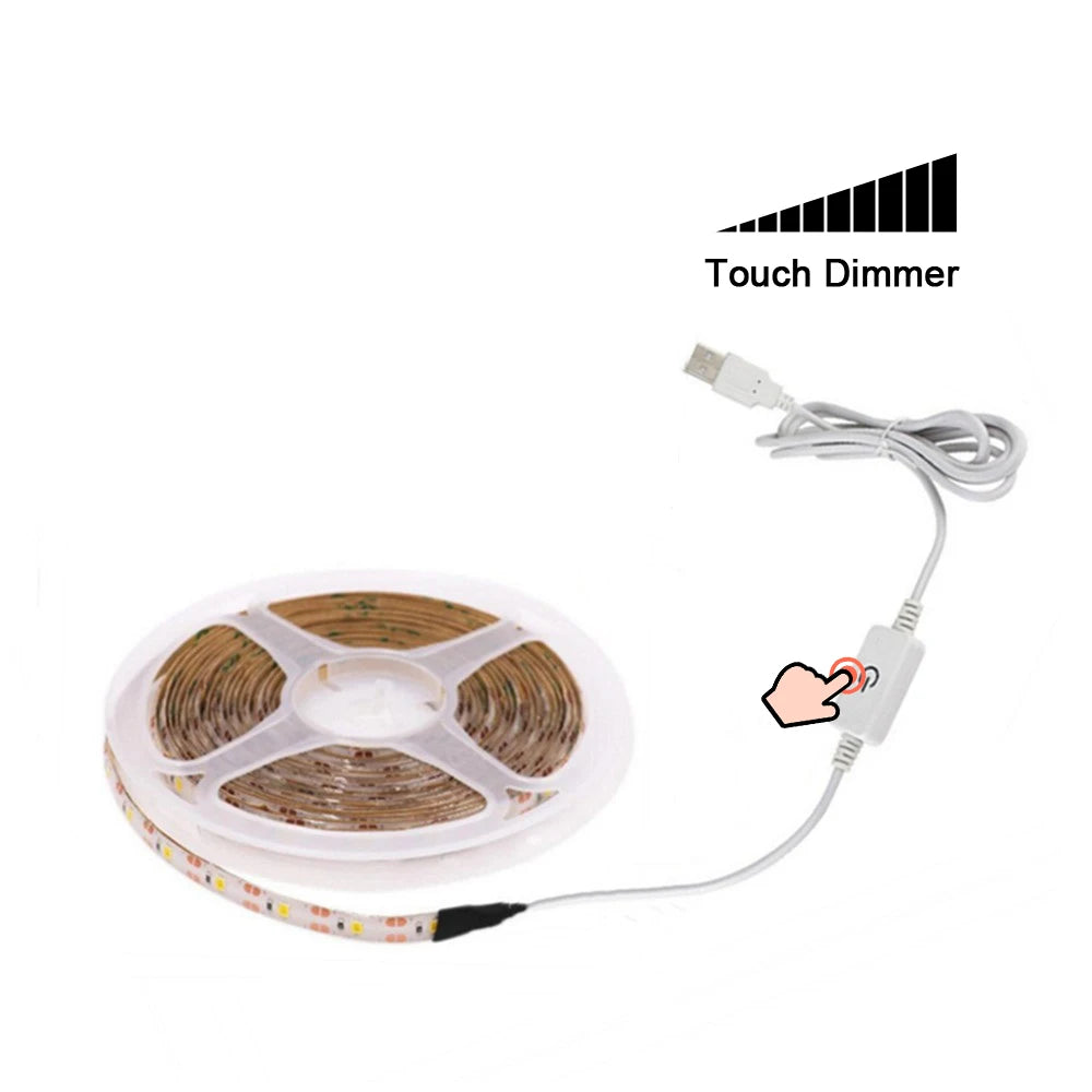 5V USB LED Strip Light Battery Power SMD 2835 3528 60LED 1m 2m 5m White Warm Red Blue Green Ribbon Cabinet Lights Night DC5V