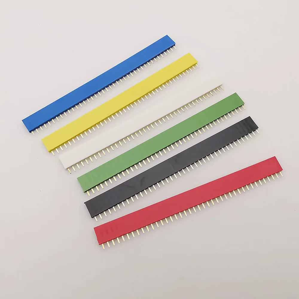 10Pair Single Row Pin Female Header Socket Pitch 2.54mm 40 Pins Connector 1x40P DIP Male Plug Header PCB Board Strip for Arduino