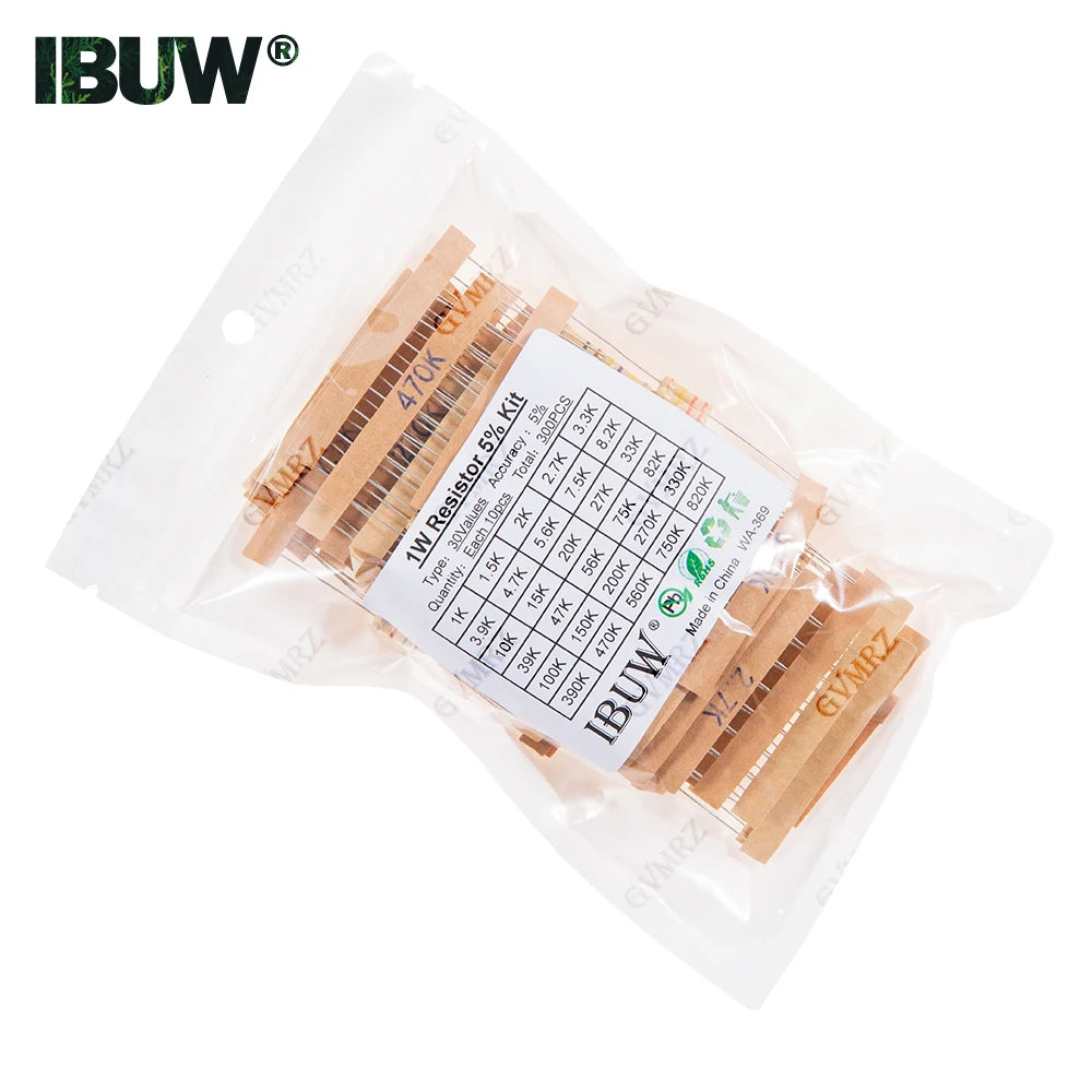 1/2W 1W 2W 3W Resistance 5% Metal Film Resistor Assortment Kit Set 30Kinds Each 5/10PCS 1R~750R 1K~820K Ohm
