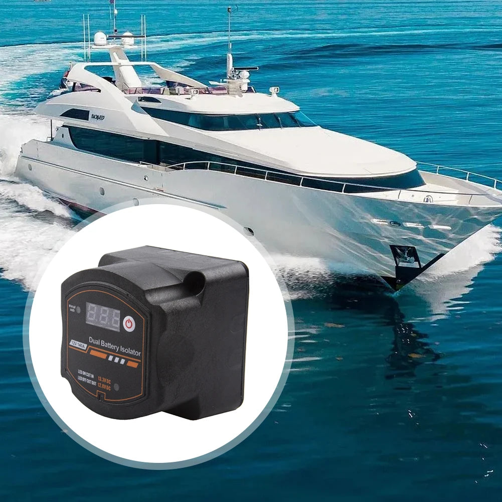 Dual Battery Isolator 12V 140A Auto Manual Voltage Sensitive Relay with Digital Voltmeter Smart VSR for Camper Car RV Yacht Boat