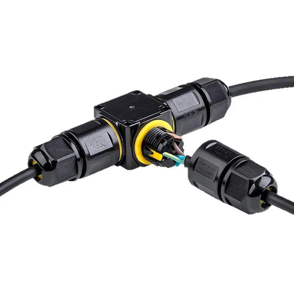 IP68 Screwless Lever Waterproof Outdoor T Shape 3P Junction Box 3Way 4-11mm 450V24A CE Electrical Quick Release Cable Connector