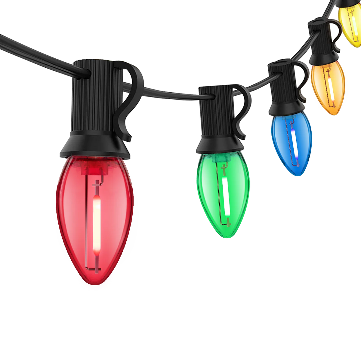 Colorful Outdoor String Lights C7 Shatterproof Replacement Bulbs 1W E12 Base RGB Waterproof Garland for Party Garden Decorations