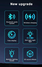 Domars Wireless Charger with Colorful Night Light and Built-In Audio Speaker Supports Fast Charging for Smartphones Earphones