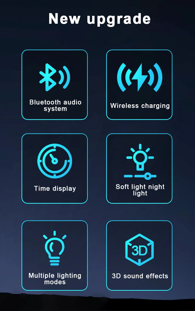 Domars Wireless Charger with Colorful Night Light and Built-In Audio Speaker Supports Fast Charging for Smartphones Earphones
