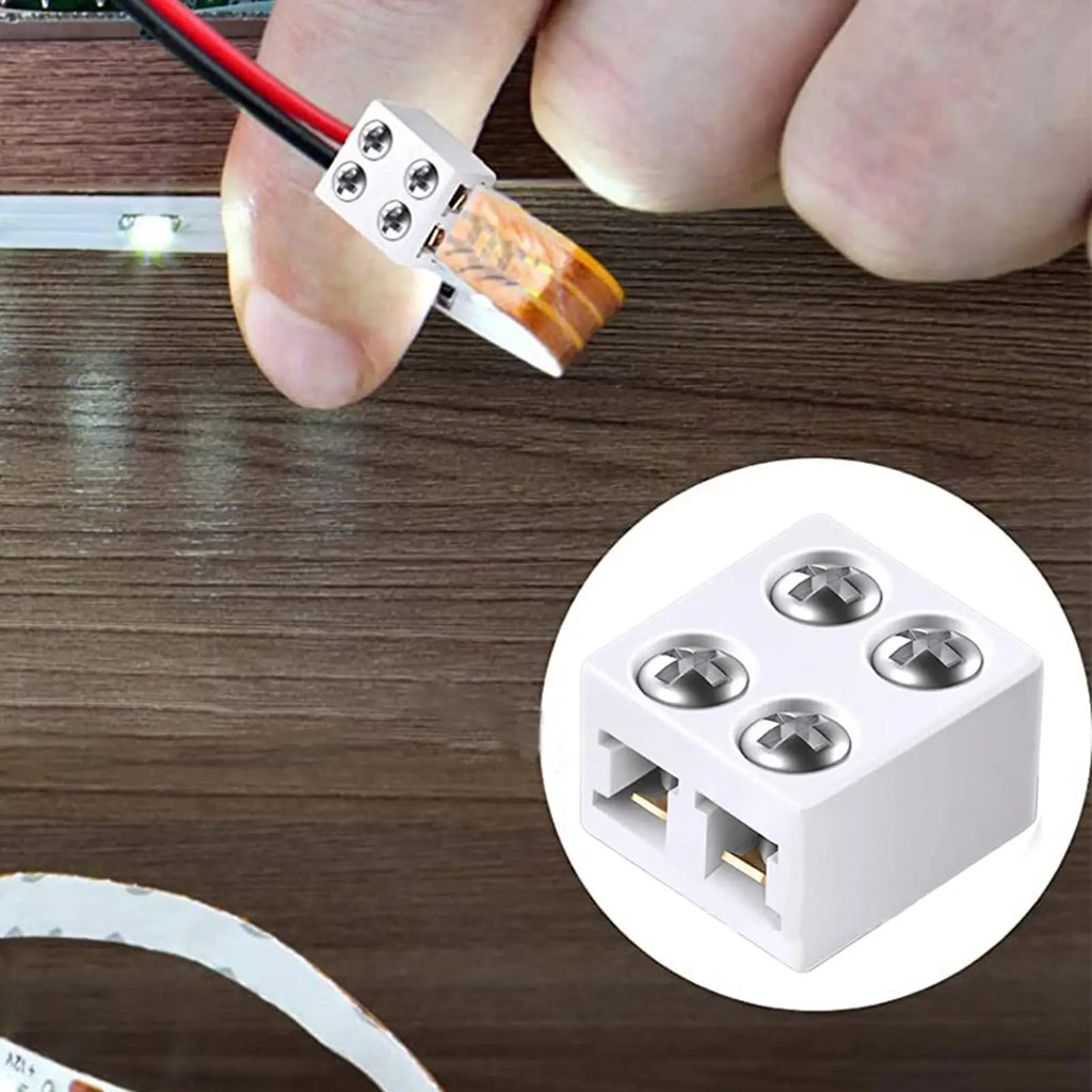 LED Strip Connectors 2Pin 8mm 5V/12V/24V Versatile LED Light Solderless Connector Adapter for 22AWG/20AWG/18AWG/16AWG Solid Wire