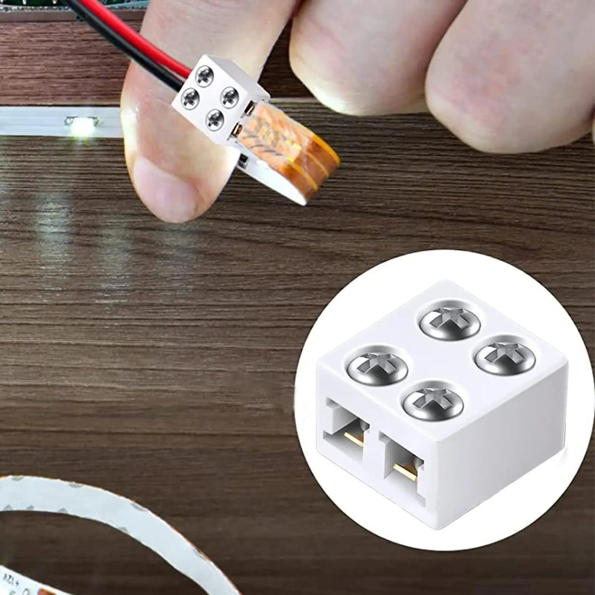 LED Strip Connectors 2Pin 8mm 5V/12V/24V Versatile LED Light Solderless Connector Adapter for 22AWG/20AWG/18AWG/16AWG Solid Wire