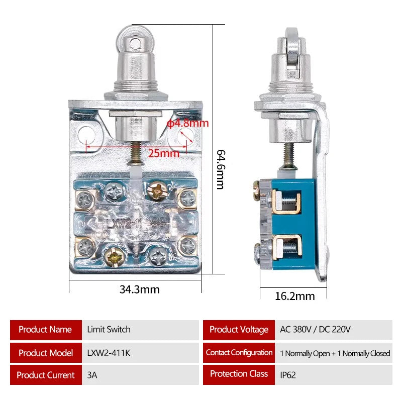 5pcs Silver Contact Micro Limit Switch LXW2-11 Travel Switch Contact Core For Machine Tool & Elevator Speed Governor LXK2-411K