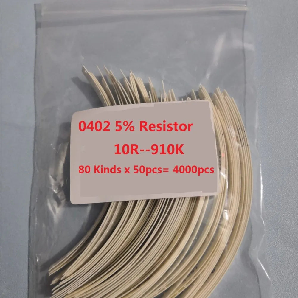 0402 SMD Resistor Kit 80 Kinds X 50pcs= 4000pcs 10R To 1M 5% Sample Assorted Kit 910K 470K 100K 10K 4.7K 1K 470R 220R 100R Ohm