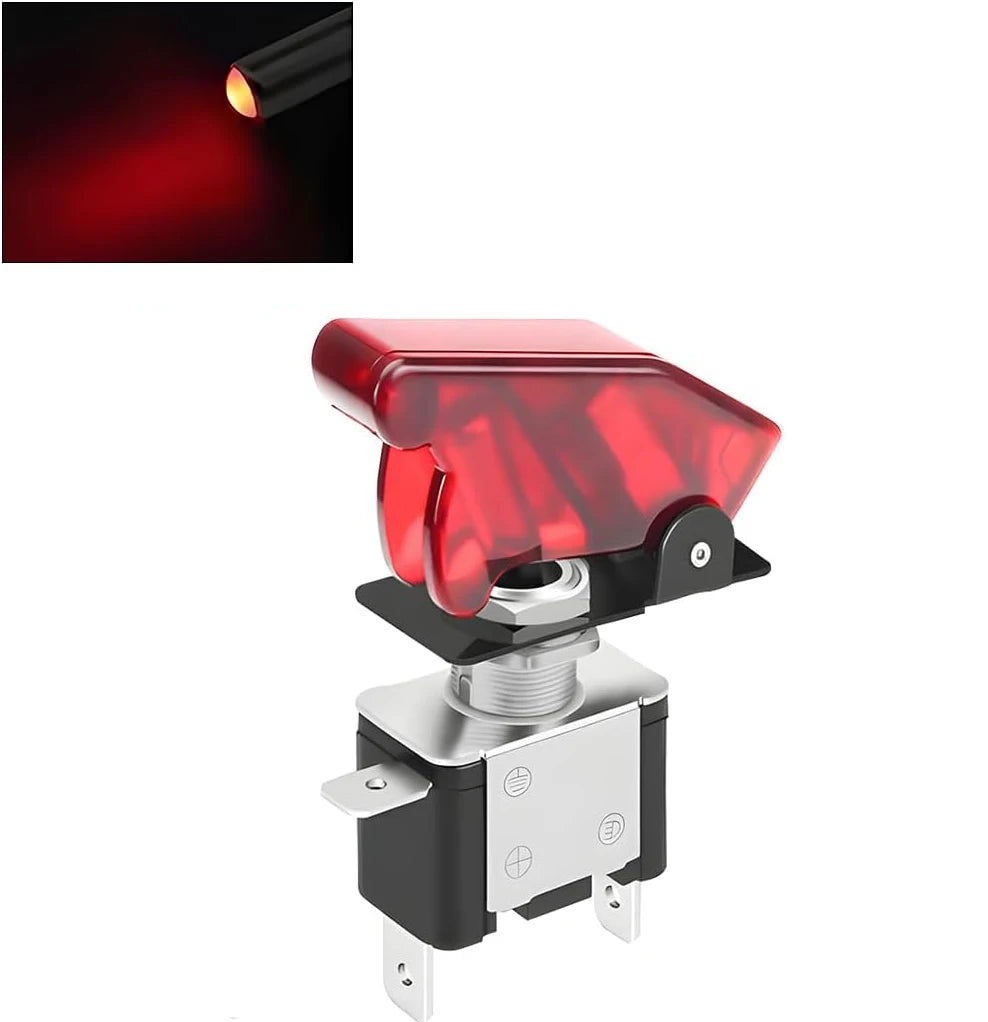 12V 20A Toggle Switch LED Switch Car Auto Cover LED Light With Protective Cover SPST Toggle Rocker Switch Control On/Off