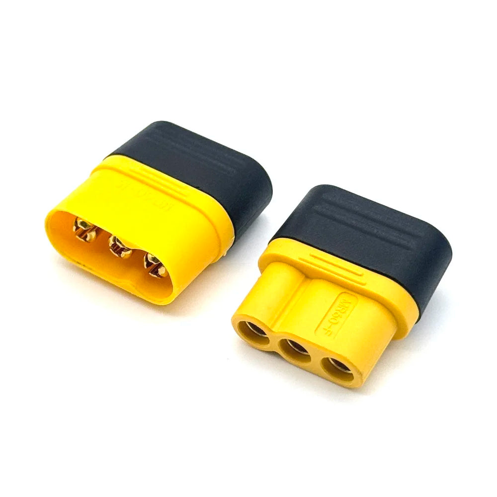 MR60 MR 60 Fireproof Female Male Three-core Connector With Sheath 3.5mm Brass Gold Plated For Lipo ESC RC Model