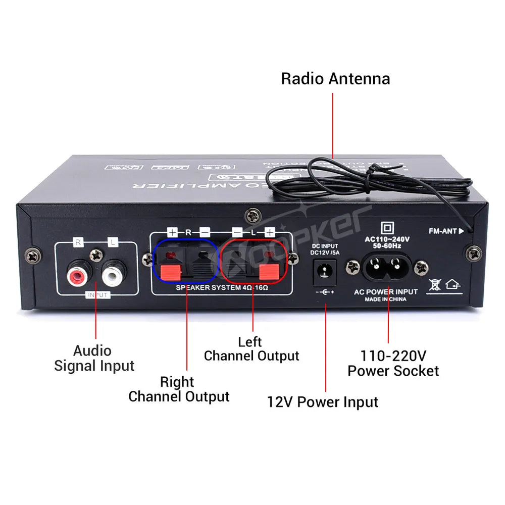 Woopker AK35/AK45 Pro/AK55 Digital Amplifier Bluetooth Sound Amplifier 2 Channel HIFi FM USB Audio Amp For Home Car Karaoke