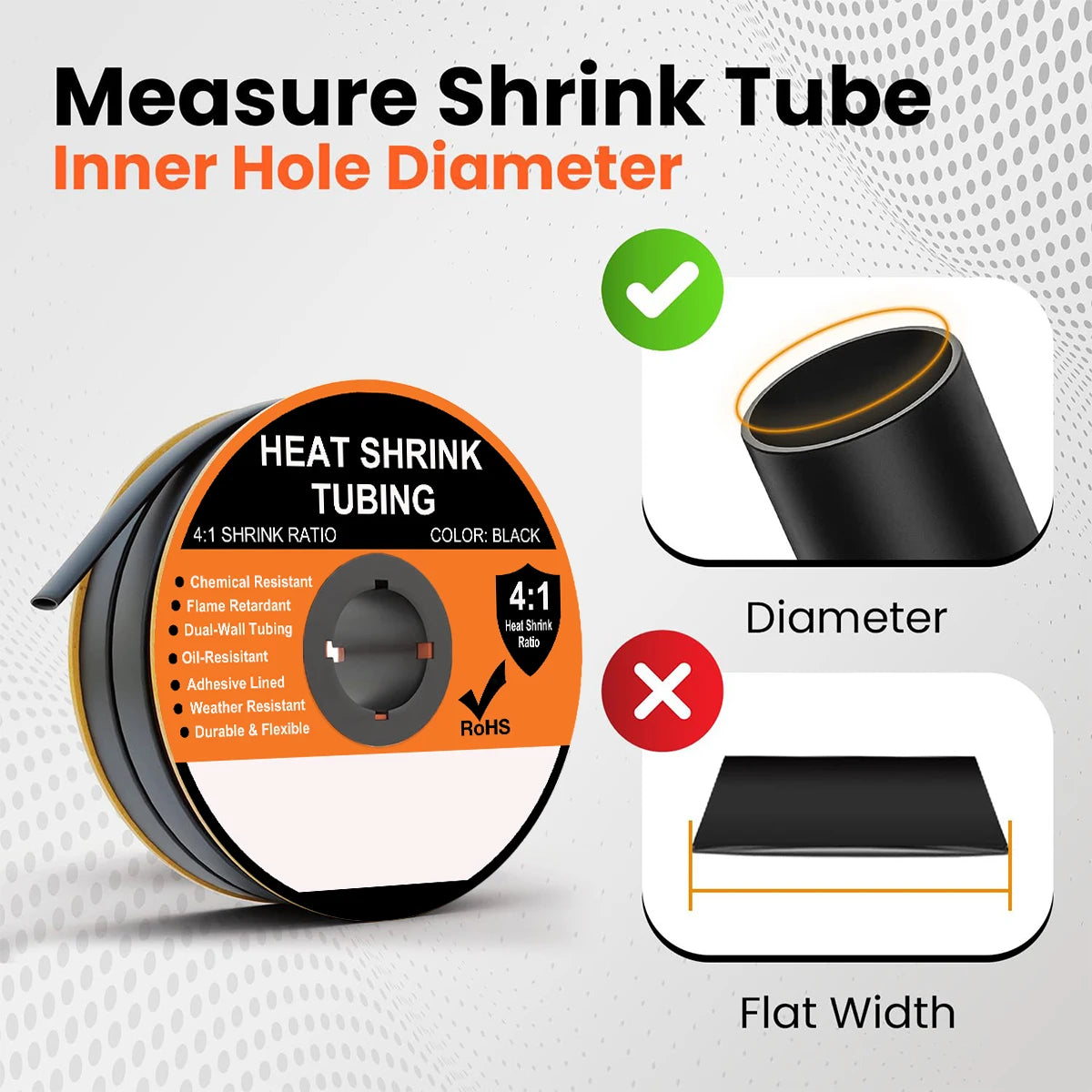 A Roll 4:1 Ratio Heat Shrink Tubing Φ4mm to Φ32m Dual Wall Adhesive Lined Shrinkable Wire Wrap Tube Waterproof Black Sleeves