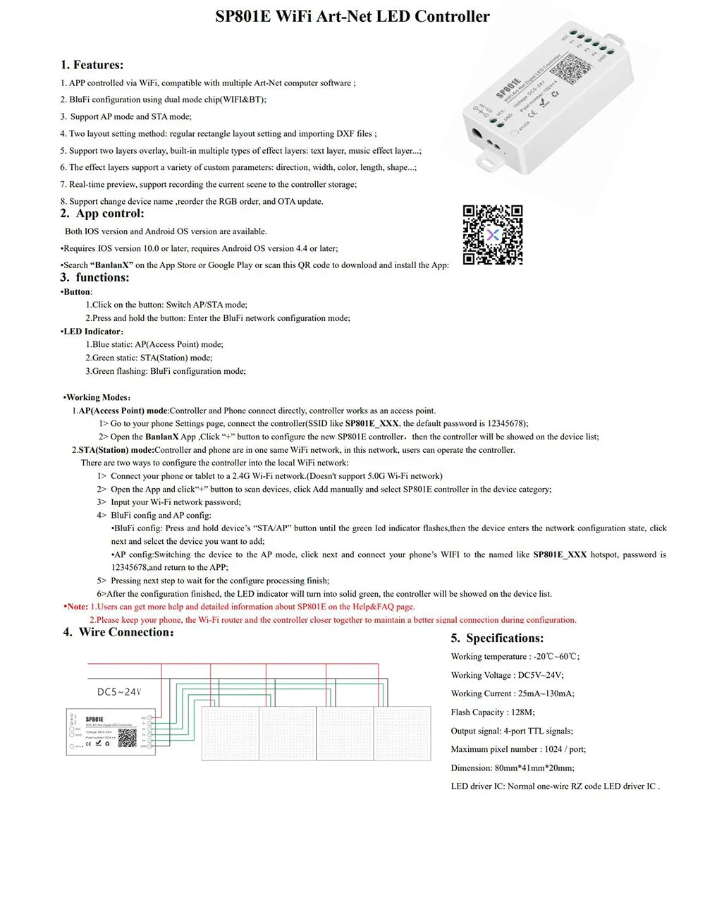 SP801E Led Controller Kit DC5V WS2812B RGB LED Pixel Panel Light 8x8 16x16 8x32 Digital Flexible Screen Individually Addressable