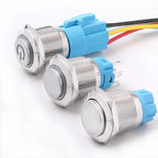 19MM LED Metal Button Switch Stainless Steel 1NO1NC Momentary Latching High Head Lamp Waterproof Button 12V 24V 220V