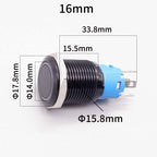 16/19/22mm Black Push Button Switch Waterproof Illuminated Metal Momentary Latching Fixed On Off Power Switch Backlit LED 3V 12V