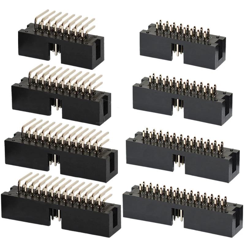 10PCS IDC/JTAG 2.54 DC3 Male Pin PCB Header Connector 2*3/4/5/6/7/8/26/40P Straight Shrouded Socket Box header pitch 2.54mm