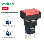 16mm LED Illuminuted Push Button Switch 12/24/220V Momentary Self-locking on Off with Light Square Round Rectangle Power Switch