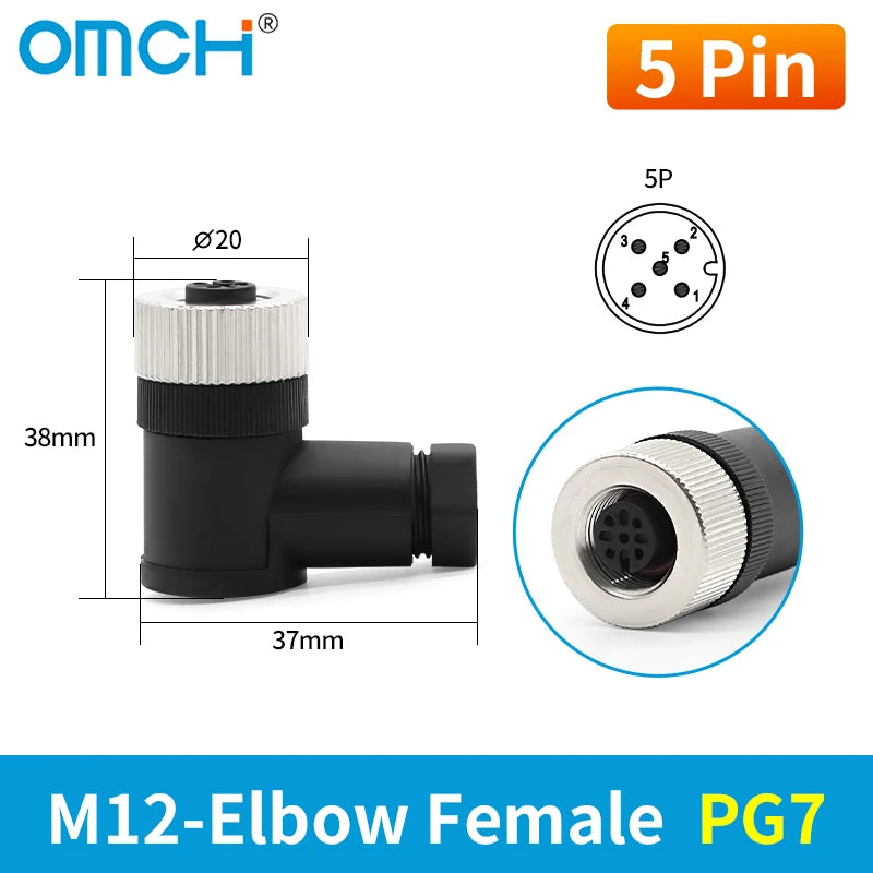 OMCH 1PCS M12 Sensor Connector Waterproof IP67 Aviation Plug Socket Male Female 4 5 8Pin Hole Straight Bend Angle Screw Threaded