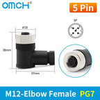 OMCH 1PCS M12 Sensor Connector Waterproof IP67 Aviation Plug Socket Male Female 4 5 8Pin Hole Straight Bend Angle Screw Threaded