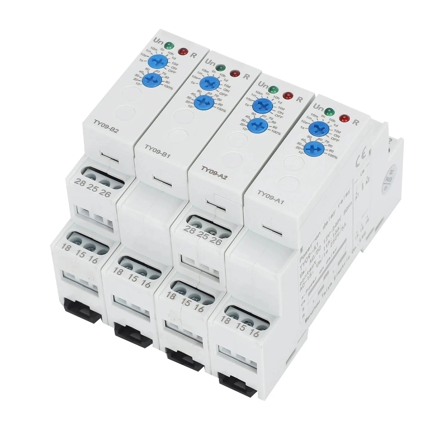 Din Rail Time Relay A Power-On Delay B Delay Disconnection AC/DC 12V-240V 16A 0.1S~10 Days Power-on delay automatic switch