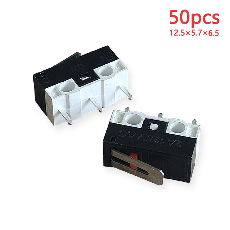 50PCS Small Micro Mouse Switch 12.5*5.7*6.5 Without Handle/Handle Length 8.5mm-15mm C NO NC 3 Pin 2A 125V AC Limit Switches