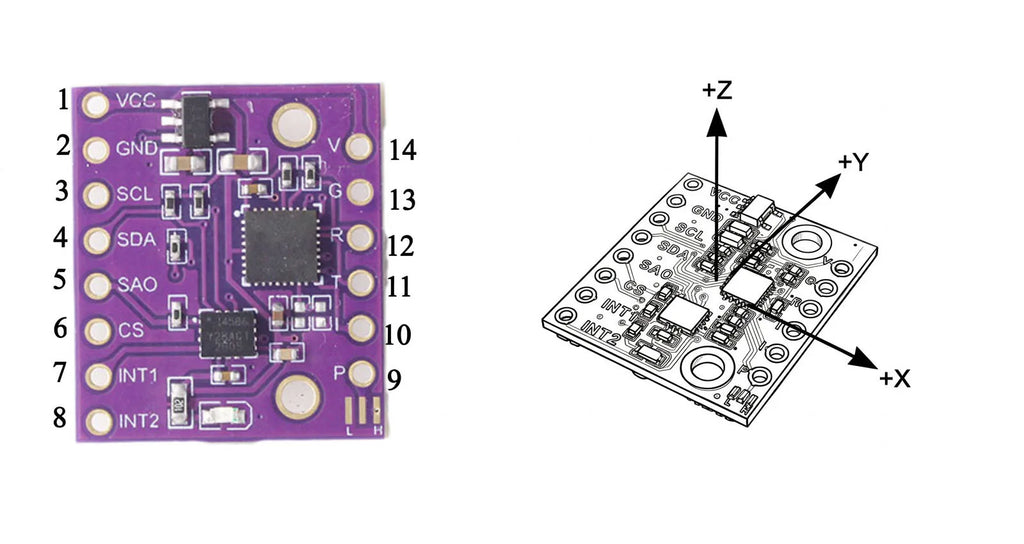 6-axis IMU module BMI323 ICM-45686 6DOF accelerometer gyroscope and motion sensor BMI323 / ICM-45686 optional.