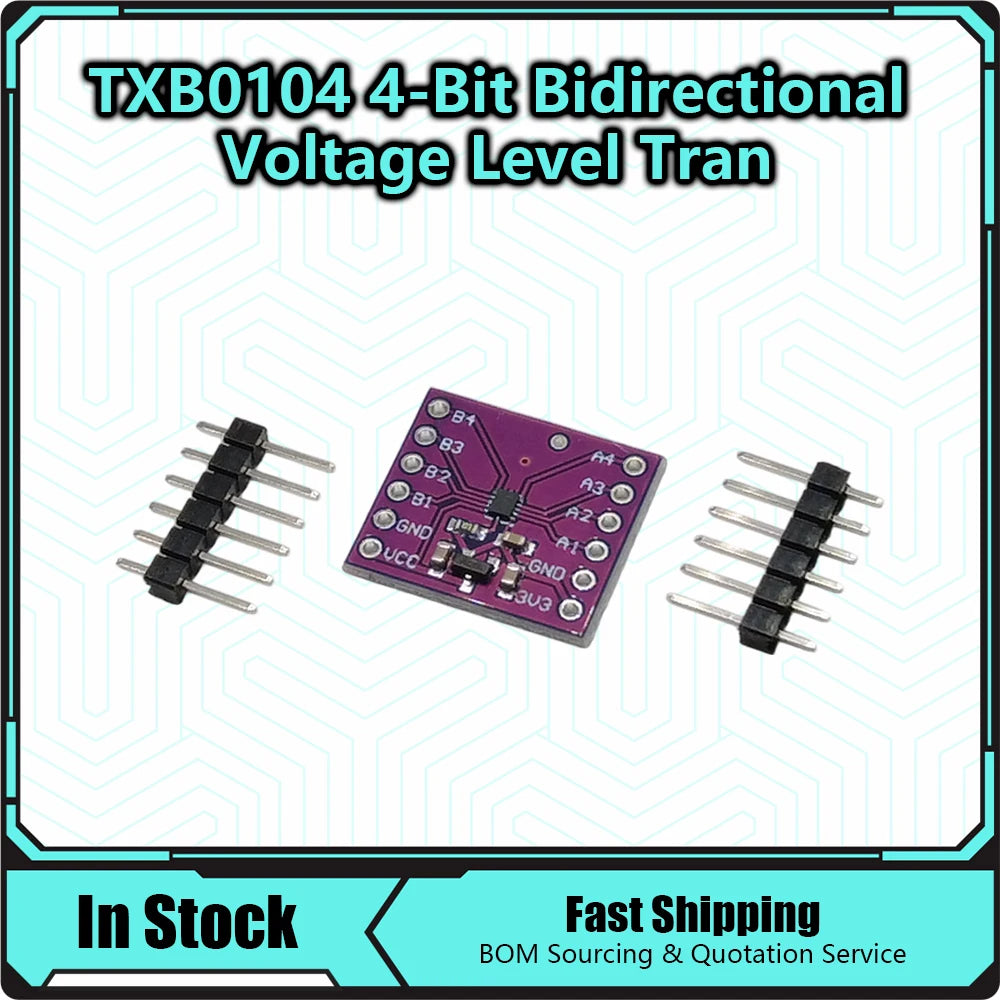 TXB0104 4-Channel Bidirectional Logic Level Shifter Auto Direction Sensing 1.8V to 5.5V for I2C UART GPIO, No Pull-Up Resistors