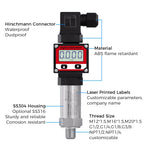 LCD Display Pressure Transmitter 4-20mA 0-5V 10V RS485 Output Water Gas Oil Pressur Sensor Negative Vacuum Pressure Transducer