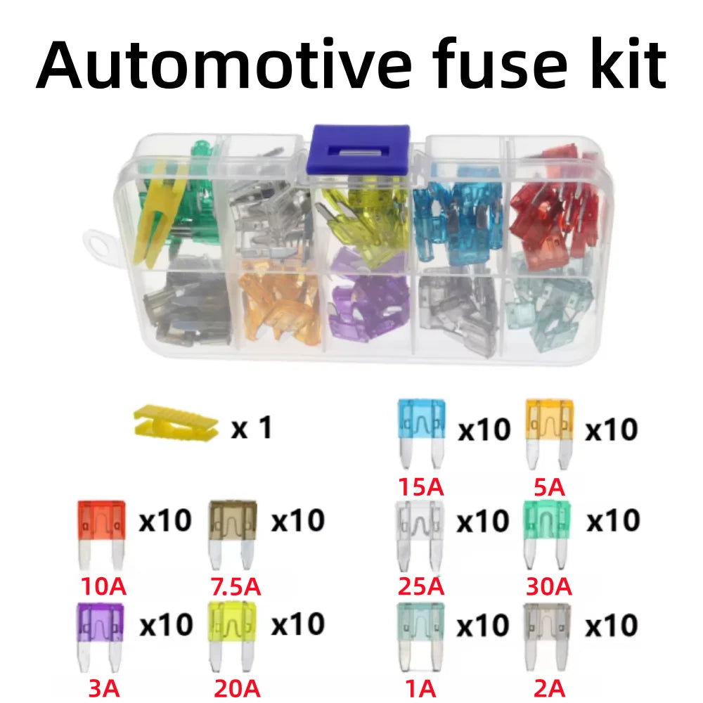 Profile Medium Mini Micro2 Size Blade Type Car Fuse Assortment 5/7.5/10/15/20/25/30/35A Fuse Set Auto Car Truck with Box Clip