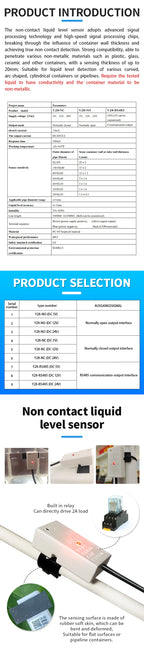 5/12/24V XKC-Y28 Capacitive Liquid&Water Level Sensor for 11mm+Diameter Tubes Pipelines & 0-20mm Thickness Flat Tanks Containers