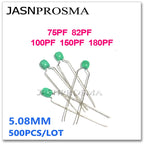 JASNPROSMA green Monolithic ceramic capacitor 500PCS 63V 75PF 82PF 100PF 150PF 180PF 750 820 101 151 181 NPO J 5% X7R K 10%
